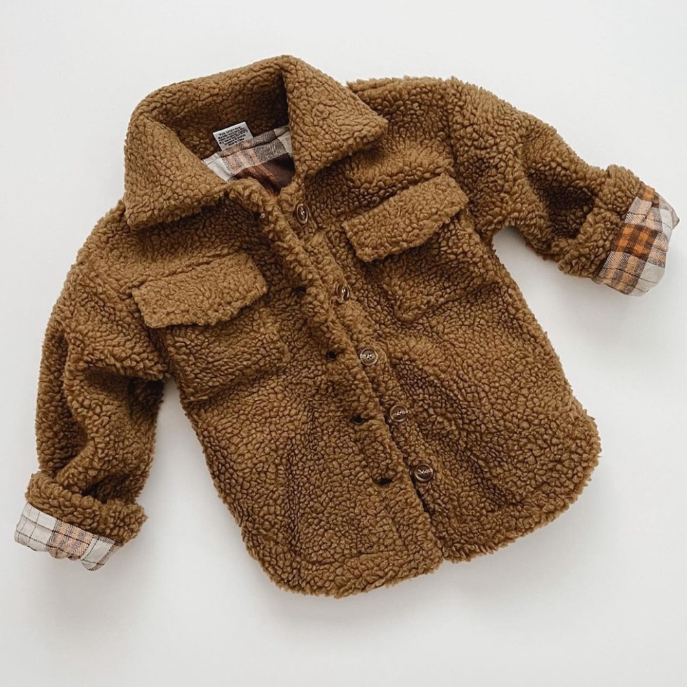 NWT, Never worn. Orcas Lucille Teddy Shacket (Dark Brown)